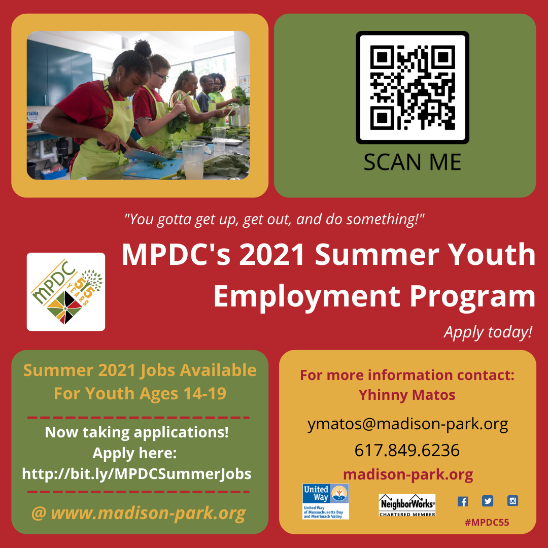 Apply for MPDC's 2021 Summer Youth Employment Program Madison Park